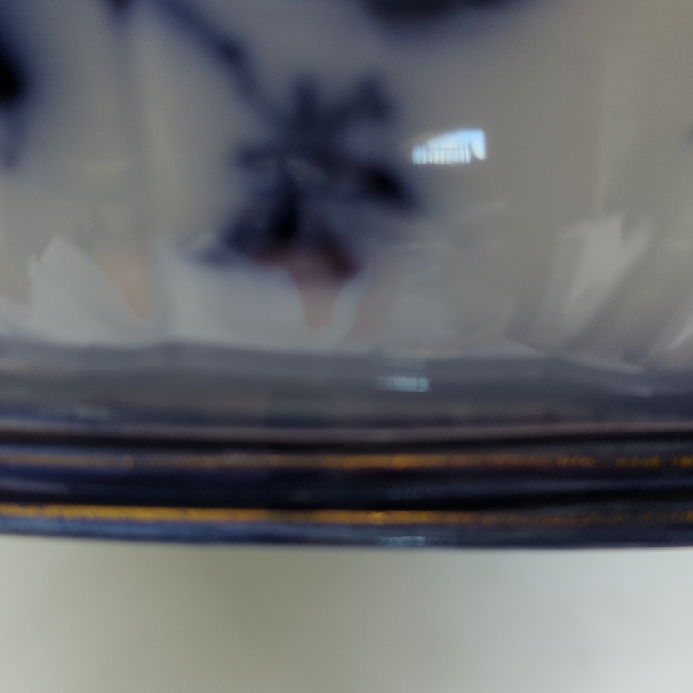 Antique Flow Blue Carlton Ware - Handled Open Dish - Petunia Pattern (c.a.1894) - Picture 6 of 8